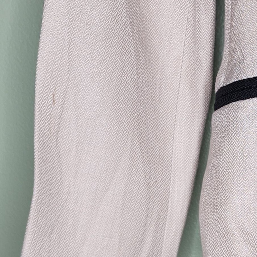 Mango MNG Suit Jacket Blazer 4 Beige Black Linen Blend Herringbone Work Career - Picture 11 of 11